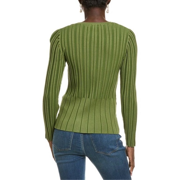 T Tahari Womens  Ribbed Sweater, Green - Picture 2 of 3